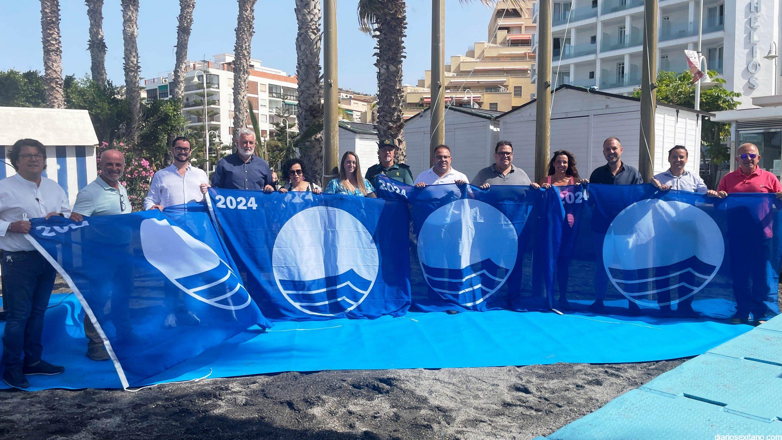 Almuñécar iza las 5 banderas azules y Q de Calidad que certifican la ...